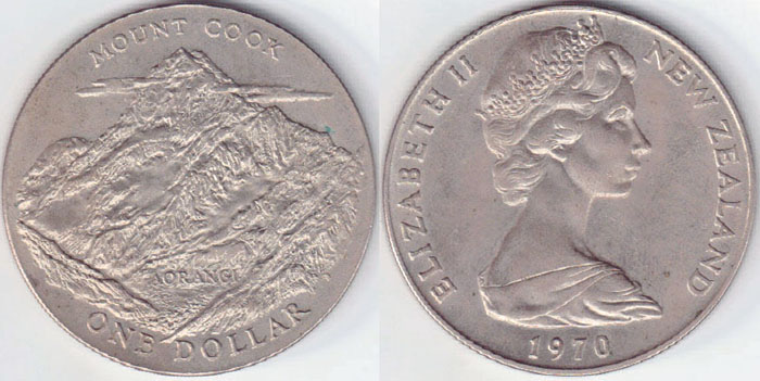 1970 New Zealand $1 (Mount Cook) A003383